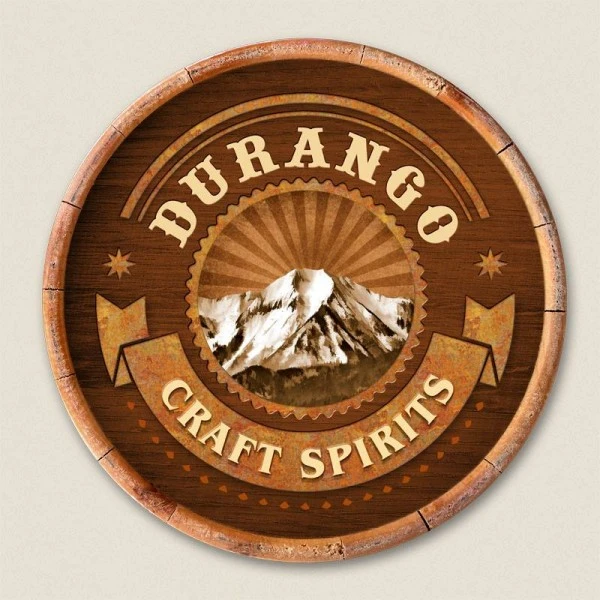 Durango Craft Spirits barrel-head badge with Silver Mountain